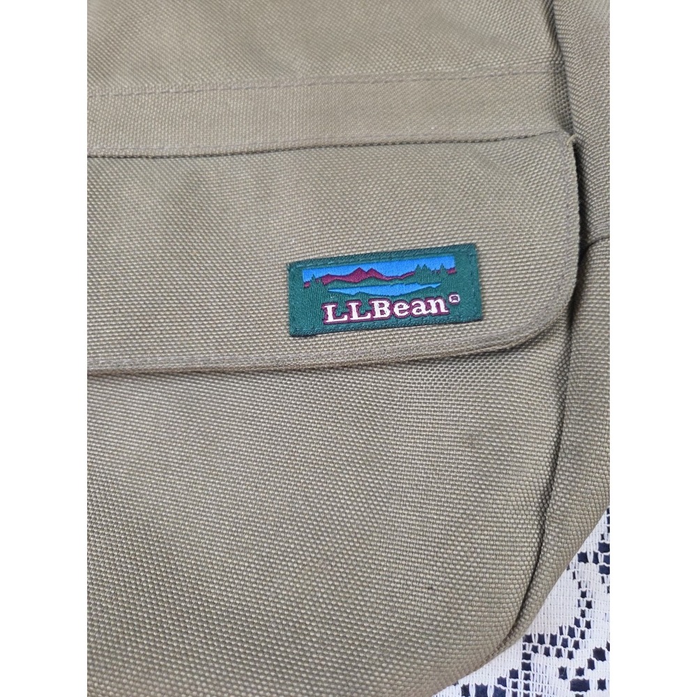 LL Bean Ameribag Khaki Healthy Back Bag Crossbody Sling Canvas Pockets Vtg 90s - Picture 2 of 16